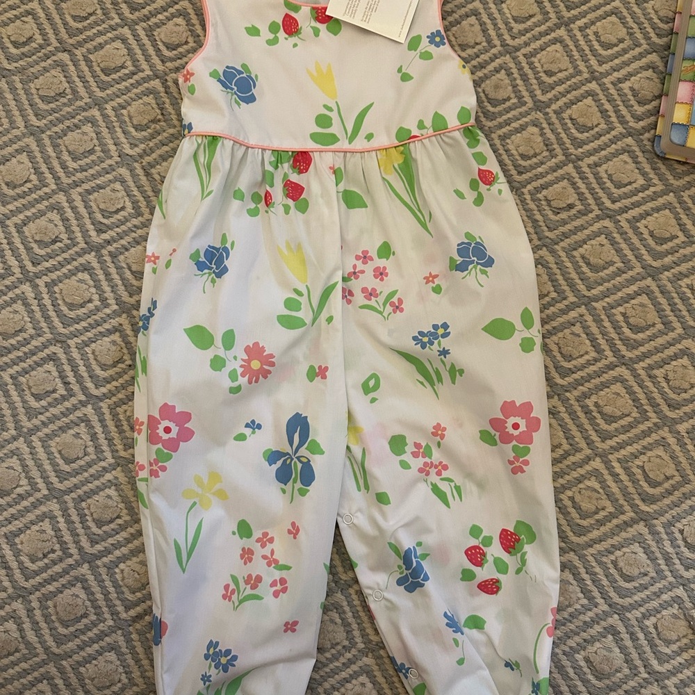 Floral Kids Jumpsuit - White with Multicolor Print